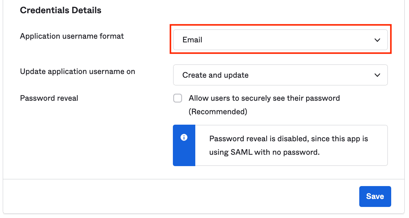 Okta username configuration